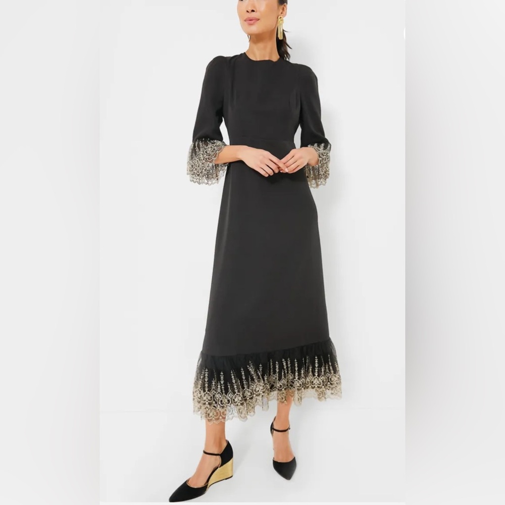 Tuckernuck Black Long Sleeve Dress with Gold Accents